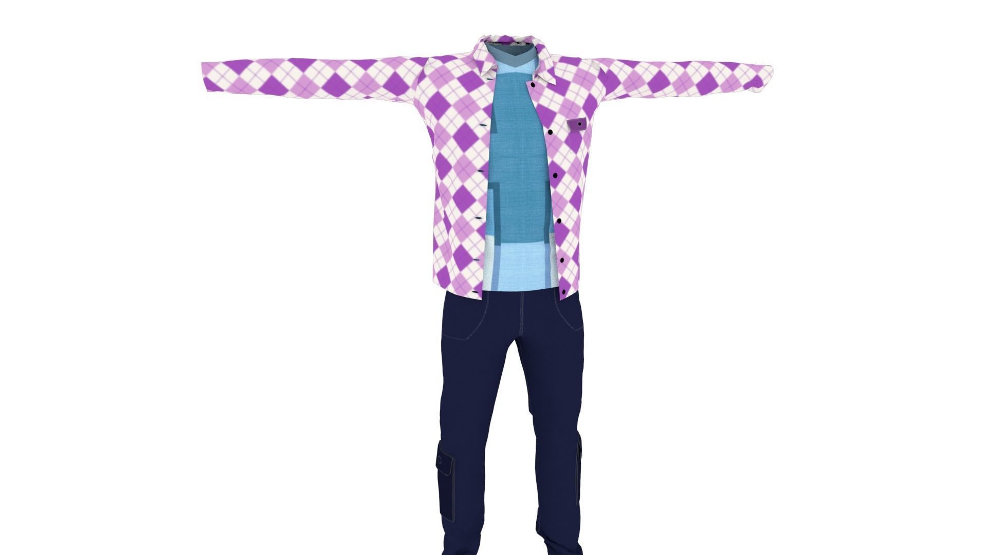 Clothing Low-poly 3D model_1