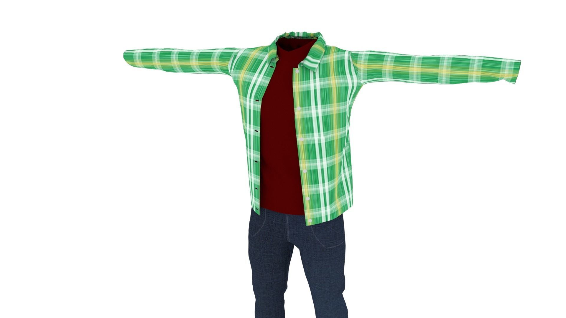 Clothing Low-poly 3D model_2