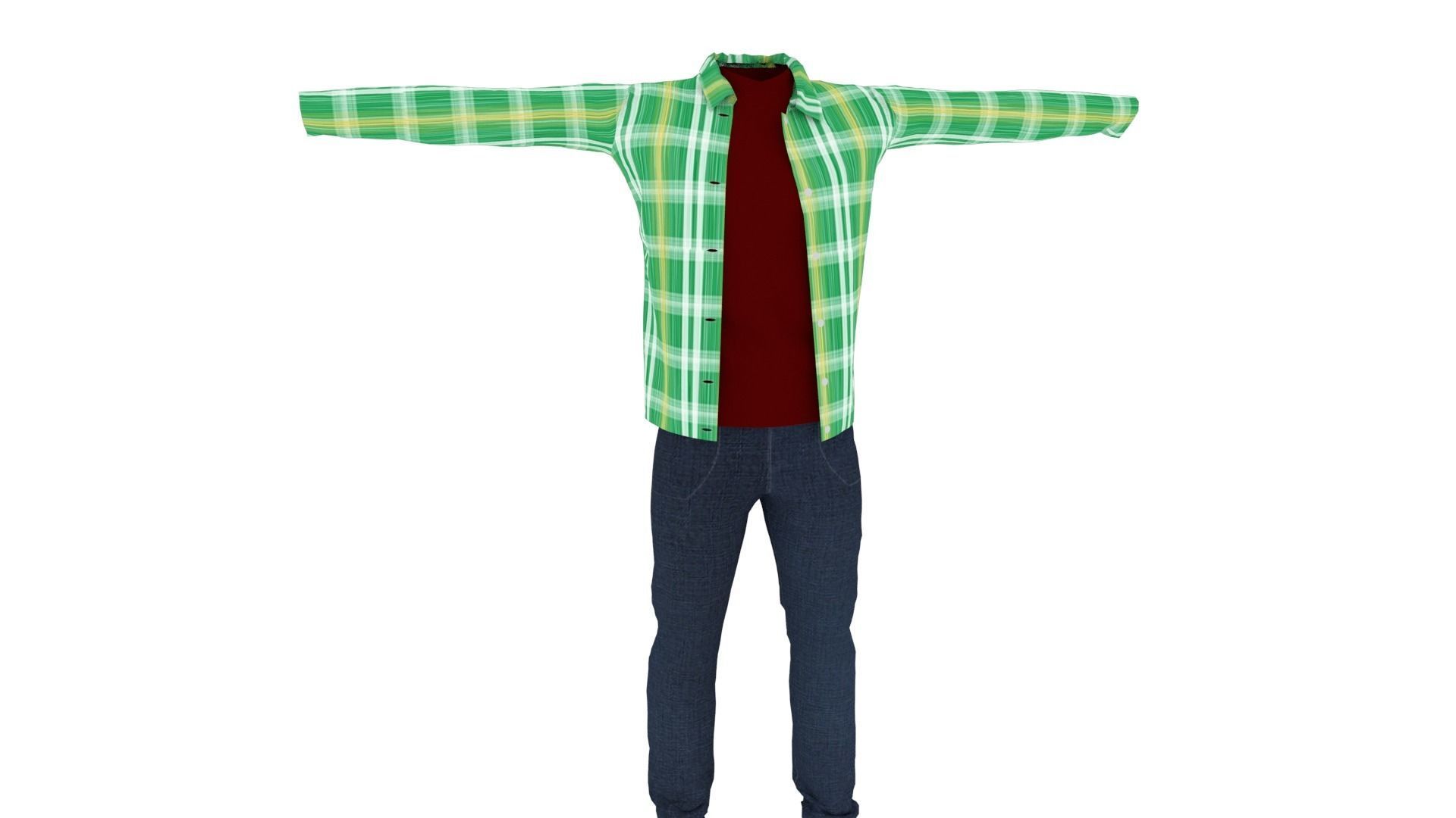 Clothing Low-poly 3D model_1