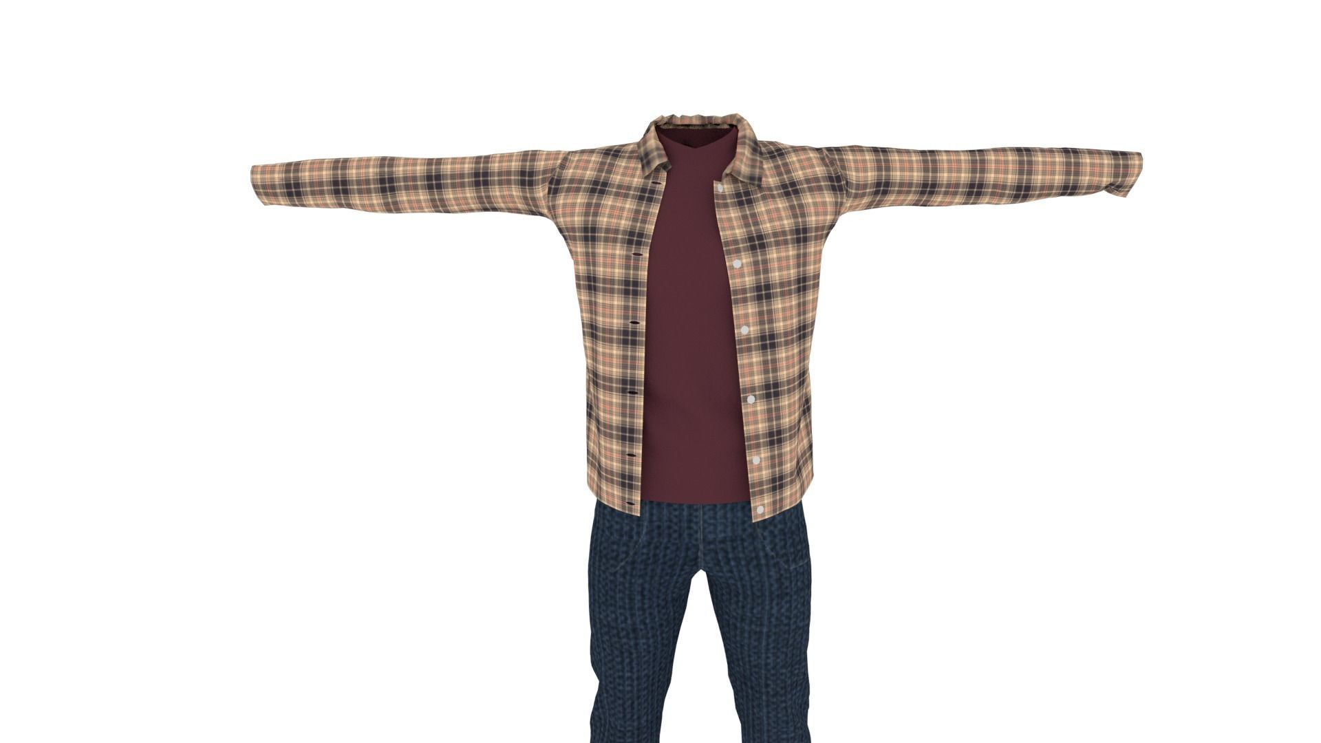 Clothing Low-poly 3D model_3