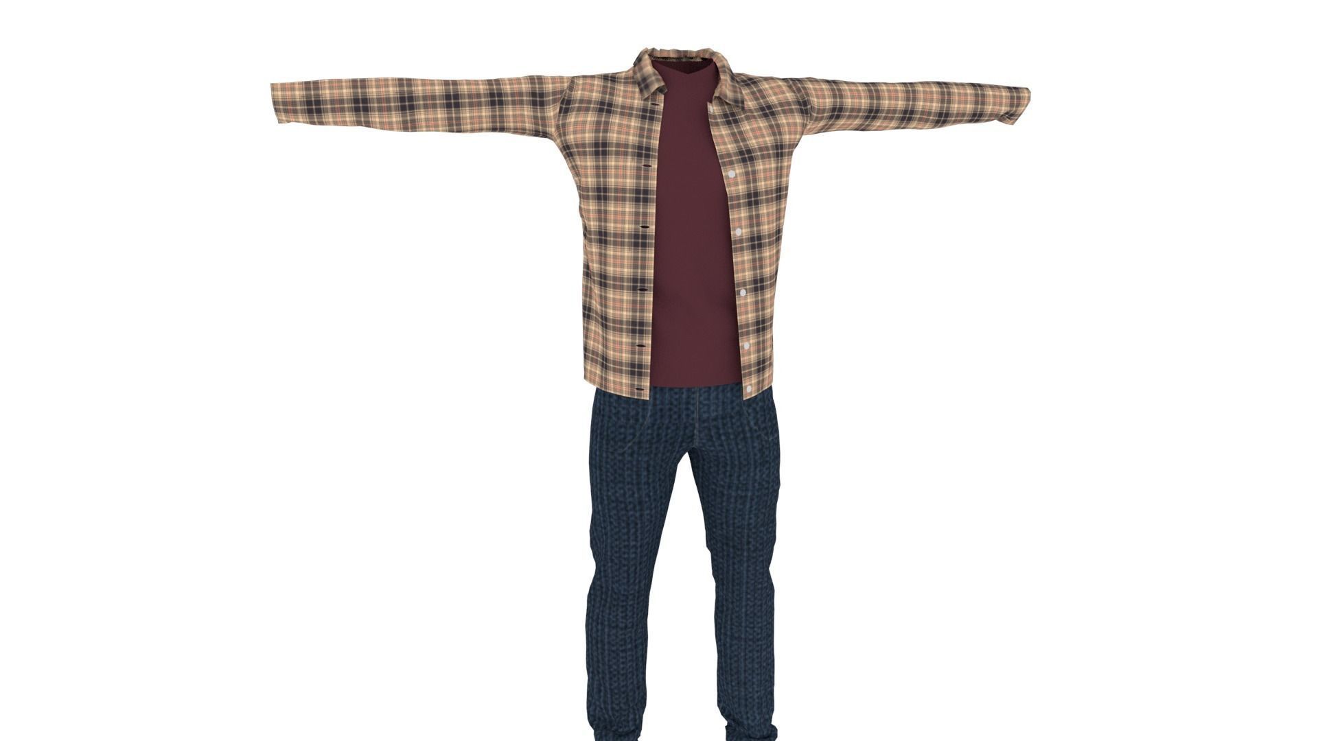 Clothing Low-poly 3D model_1