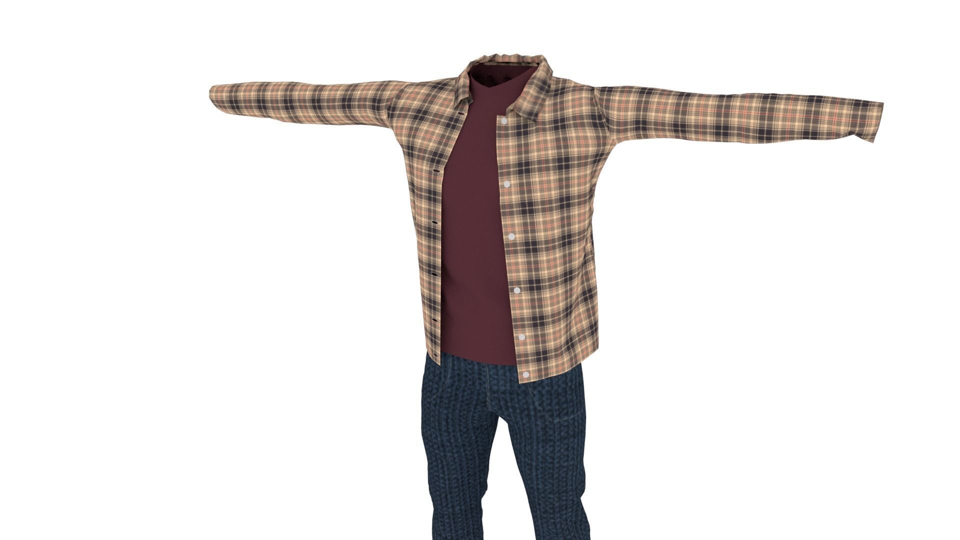Clothing Low-poly 3D model_2