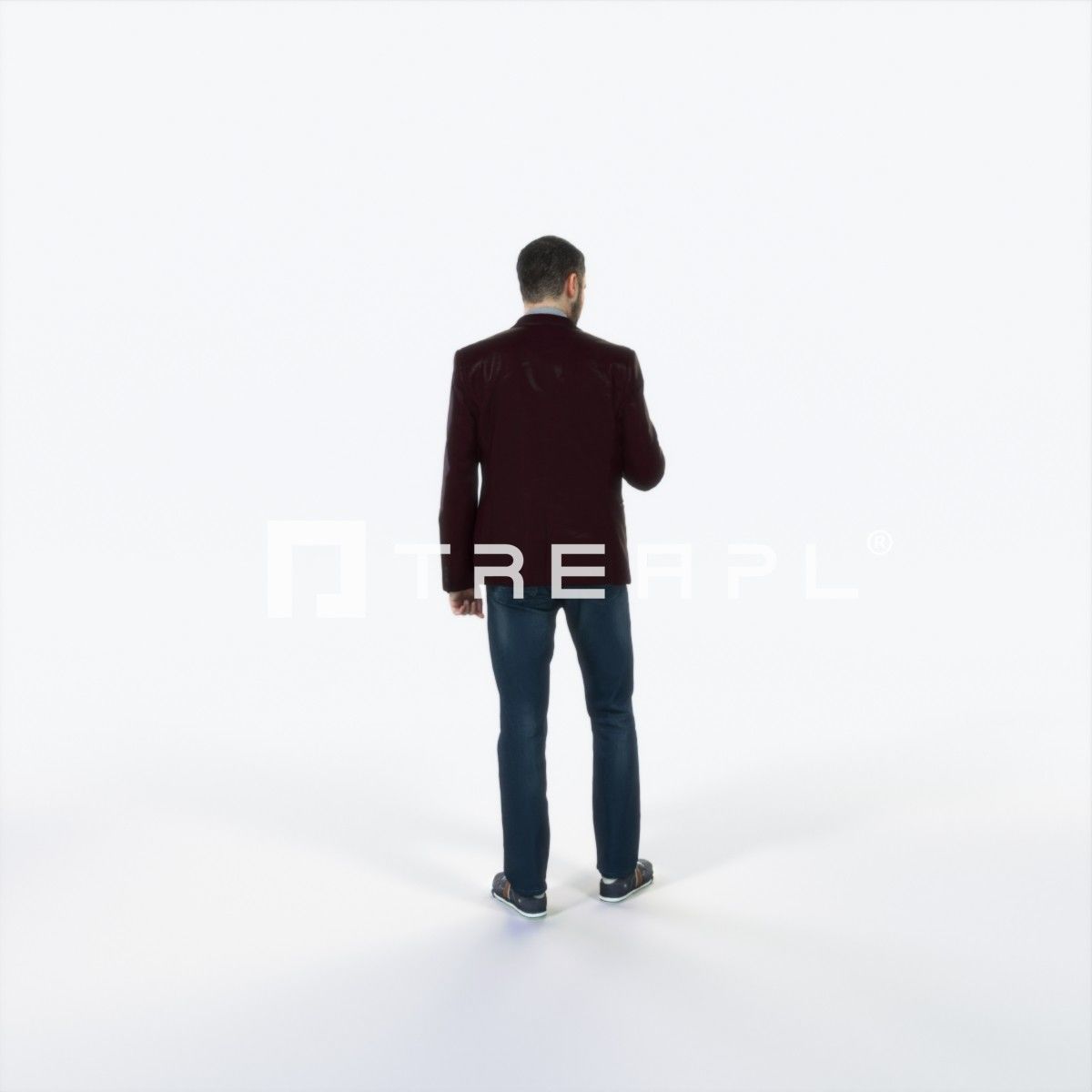 Portrait 03K Drinking Coffee Casual Man Low-poly 3D model_4