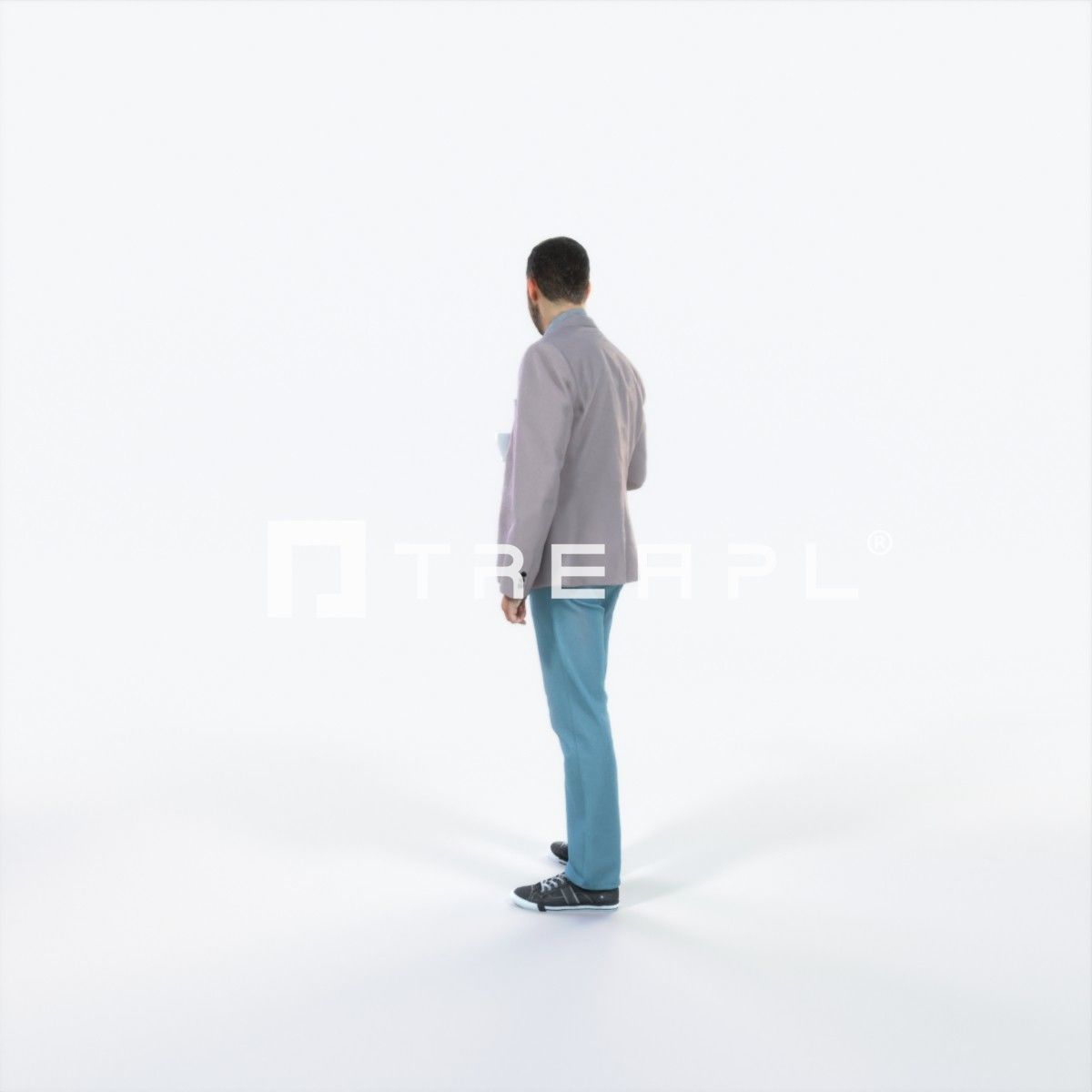 Portrait 03I Drinking Coffee Casual Man Low-poly 3D model_5