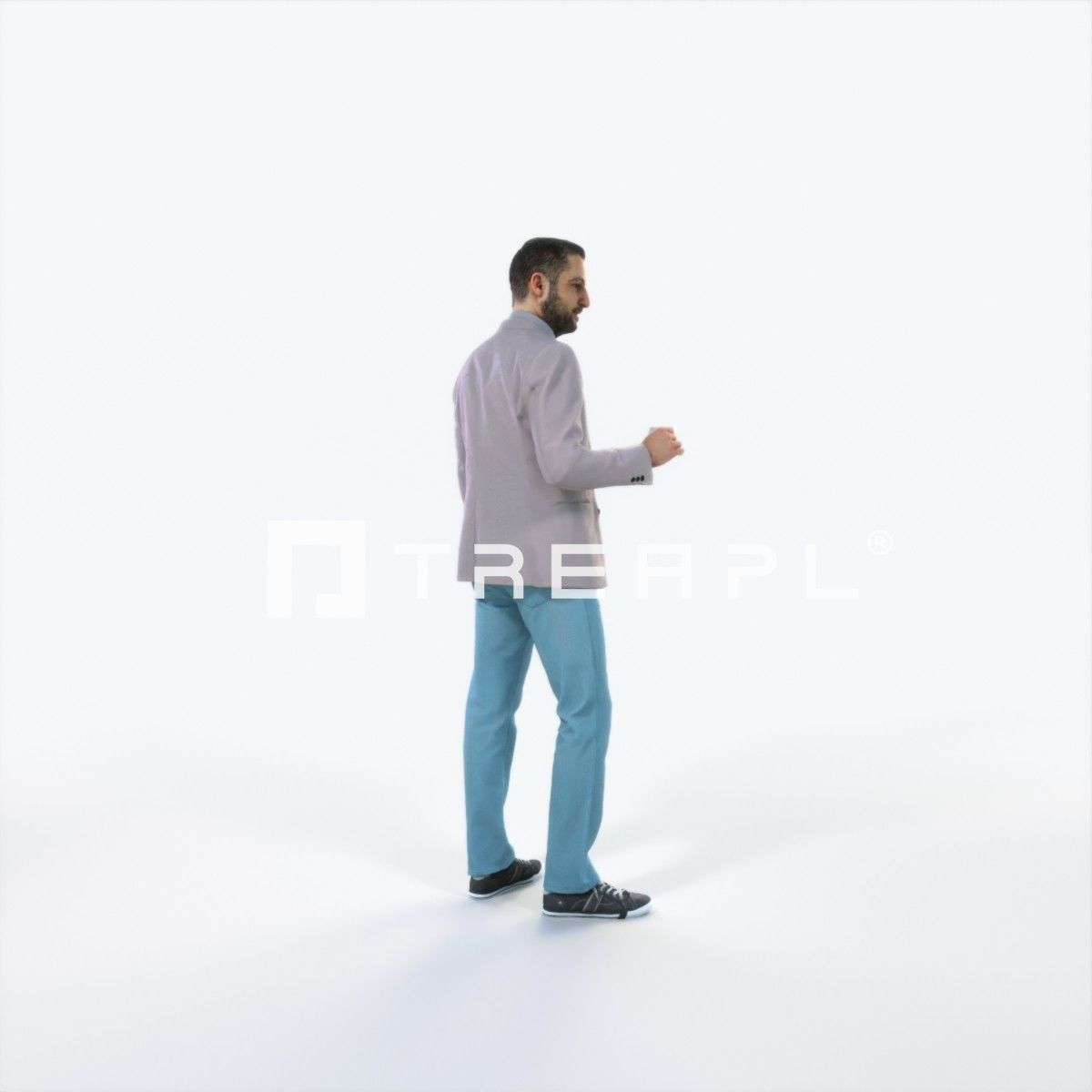 Portrait 03I Drinking Coffee Casual Man Low-poly 3D model_3