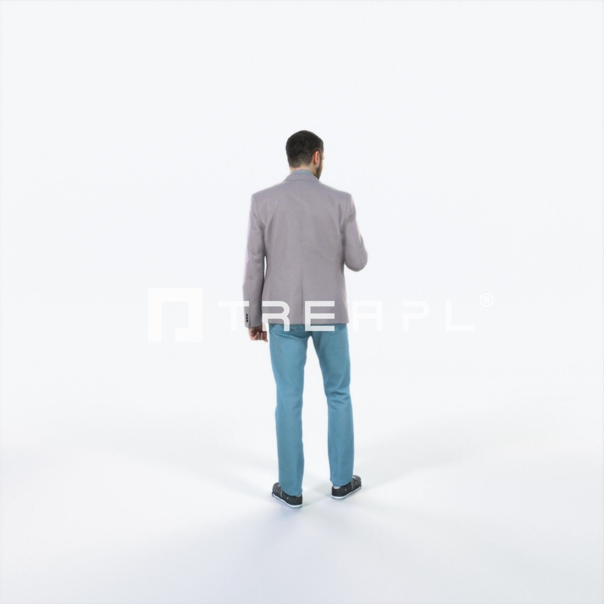 Portrait 03I Drinking Coffee Casual Man Low-poly 3D model_4