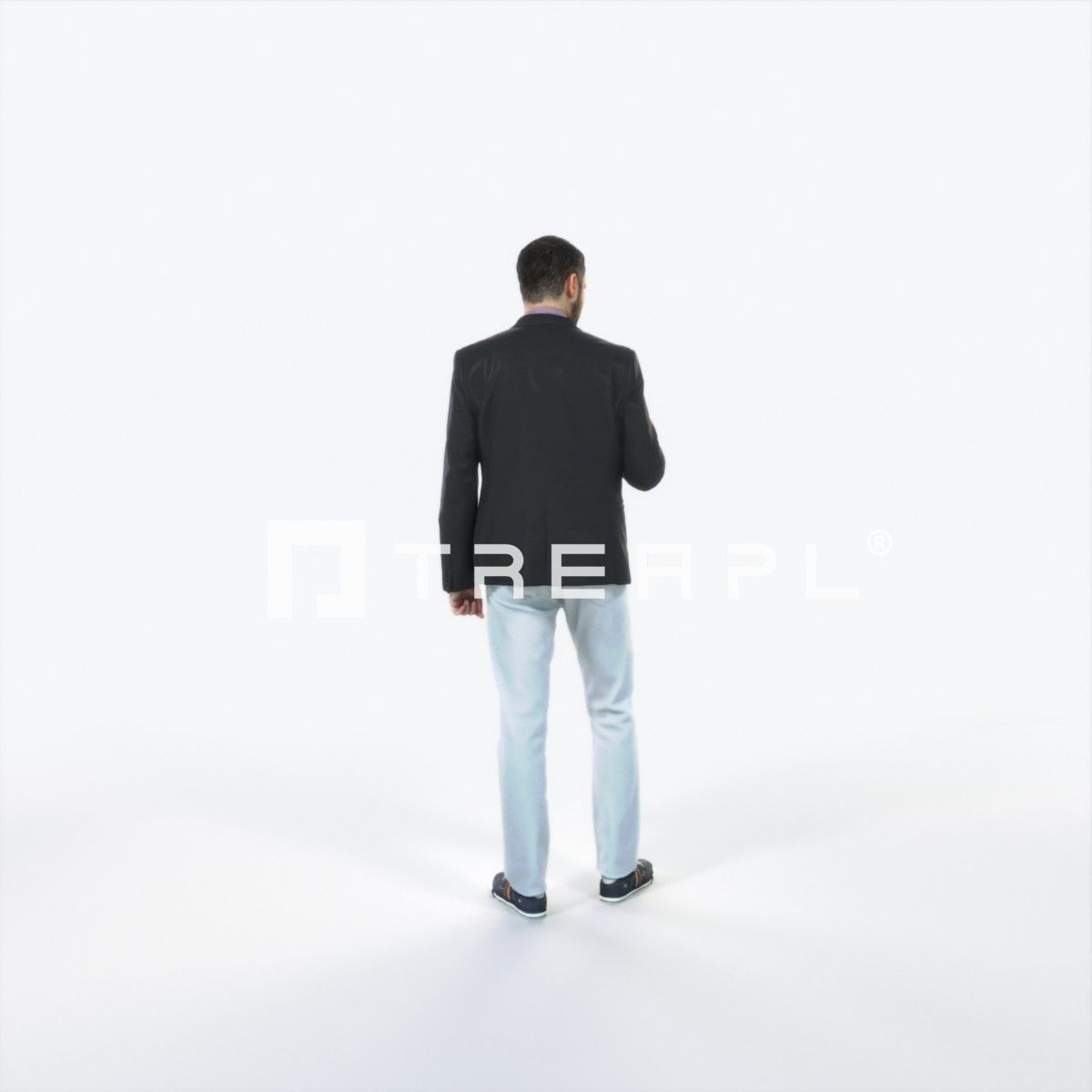 Portrait 03D Drinking Coffee Casual Man Low-poly 3D model_4