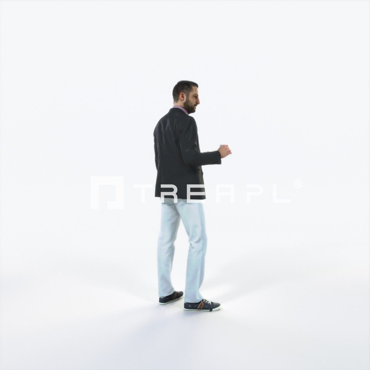 Portrait 03D Drinking Coffee Casual Man Low-poly 3D model_3