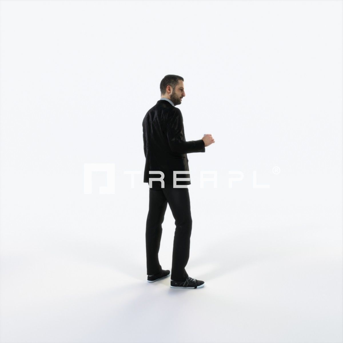 Portrait 03B Drinking Coffee Casual Man Low-poly 3D model_3