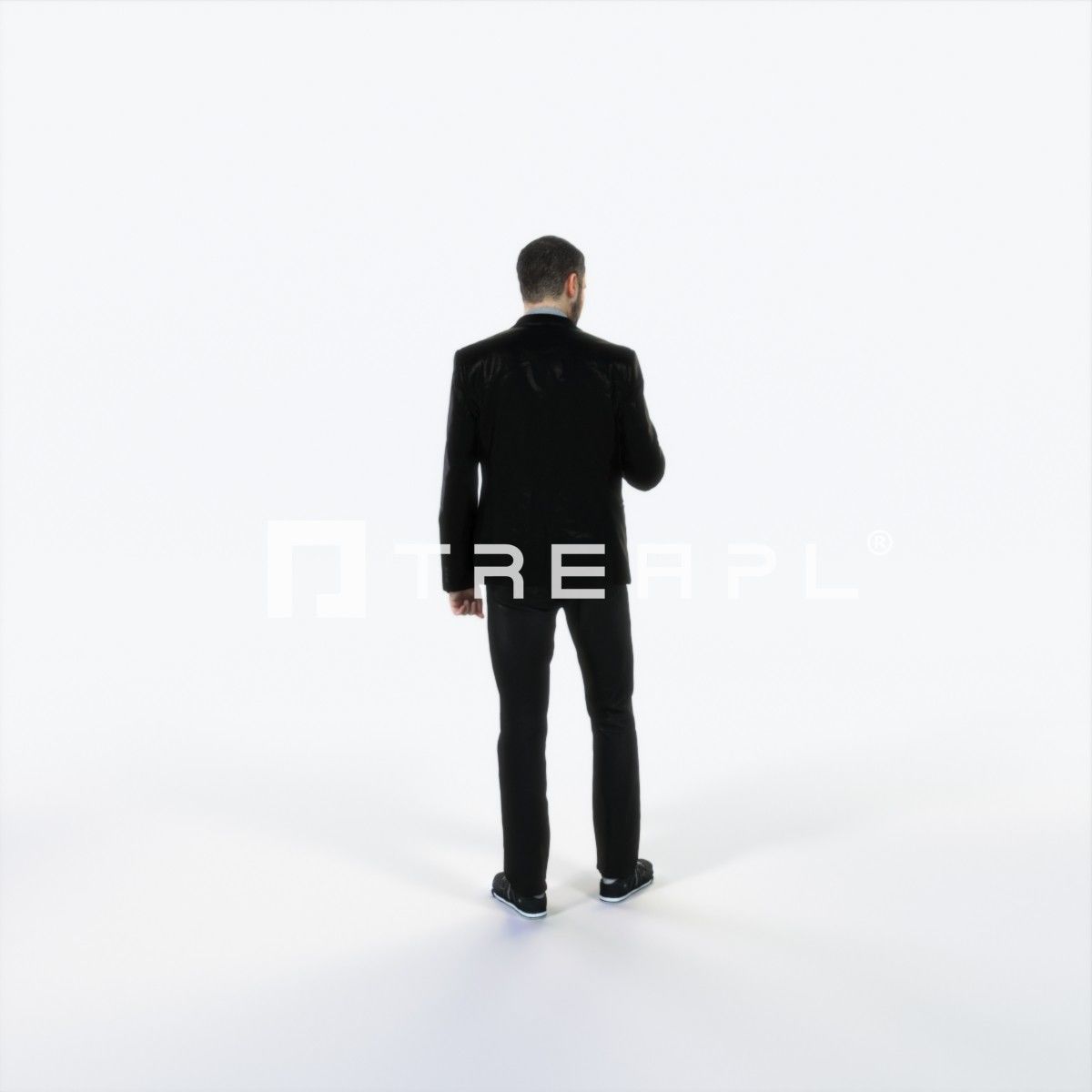 Portrait 03B Drinking Coffee Casual Man Low-poly 3D model_4