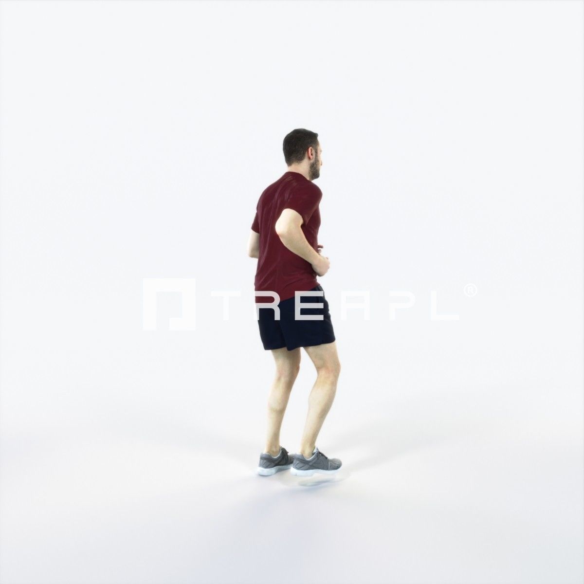Portrait 07L Running Jogging Football Sports Man Low-poly 3D model_3