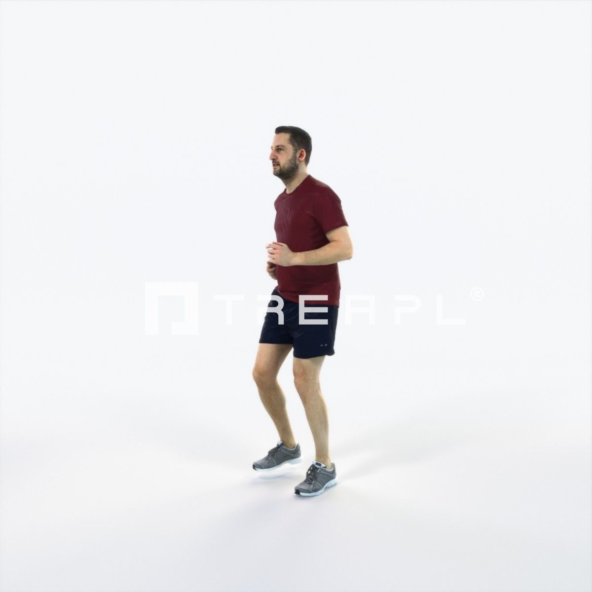 Portrait 07L Running Jogging Football Sports Man Low-poly 3D model_6