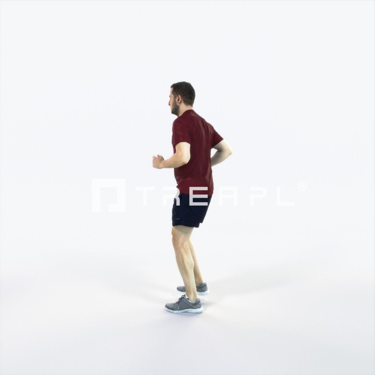 Portrait 07L Running Jogging Football Sports Man Low-poly 3D model_5