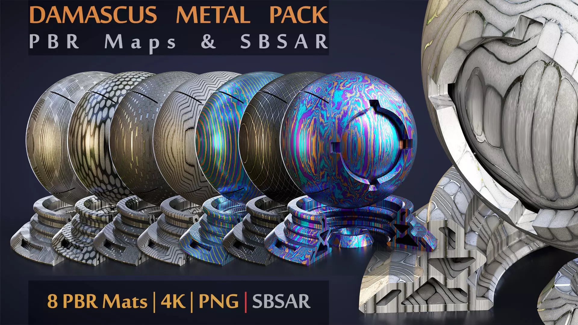 Damascus Metal Pack - PBR - SBSAR Texture