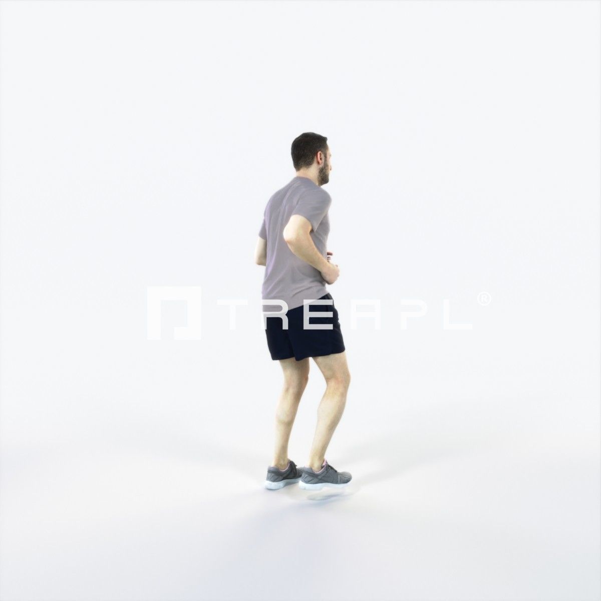 Portrait 07J Running Jogging Football Sports Man Low-poly 3D model_3