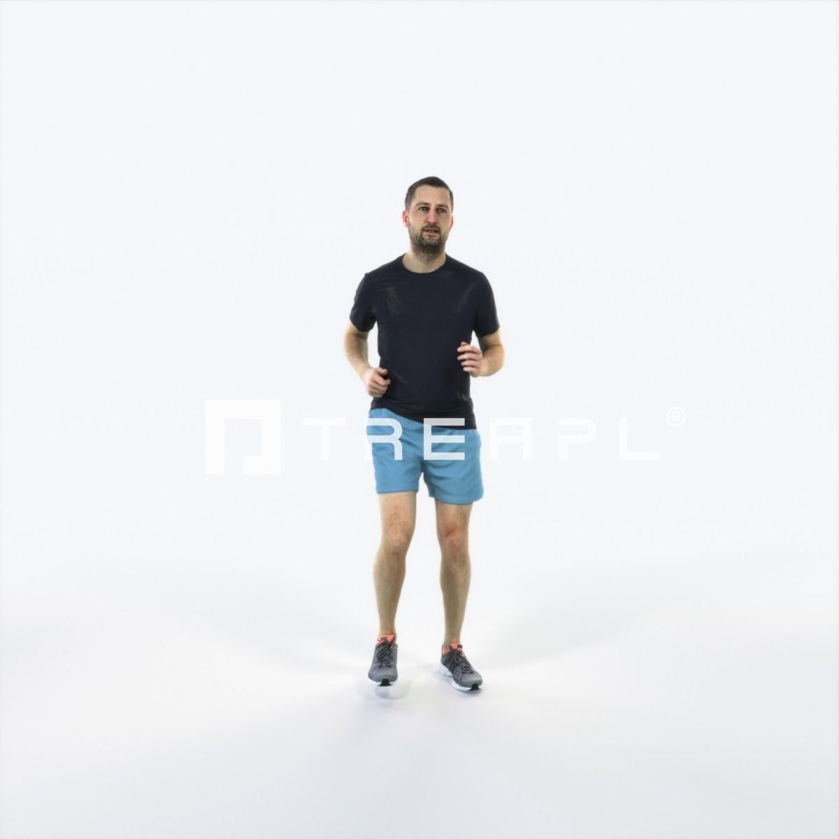 Portrait 07G Running Jogging Football Sports Man Low-poly 3D model_1