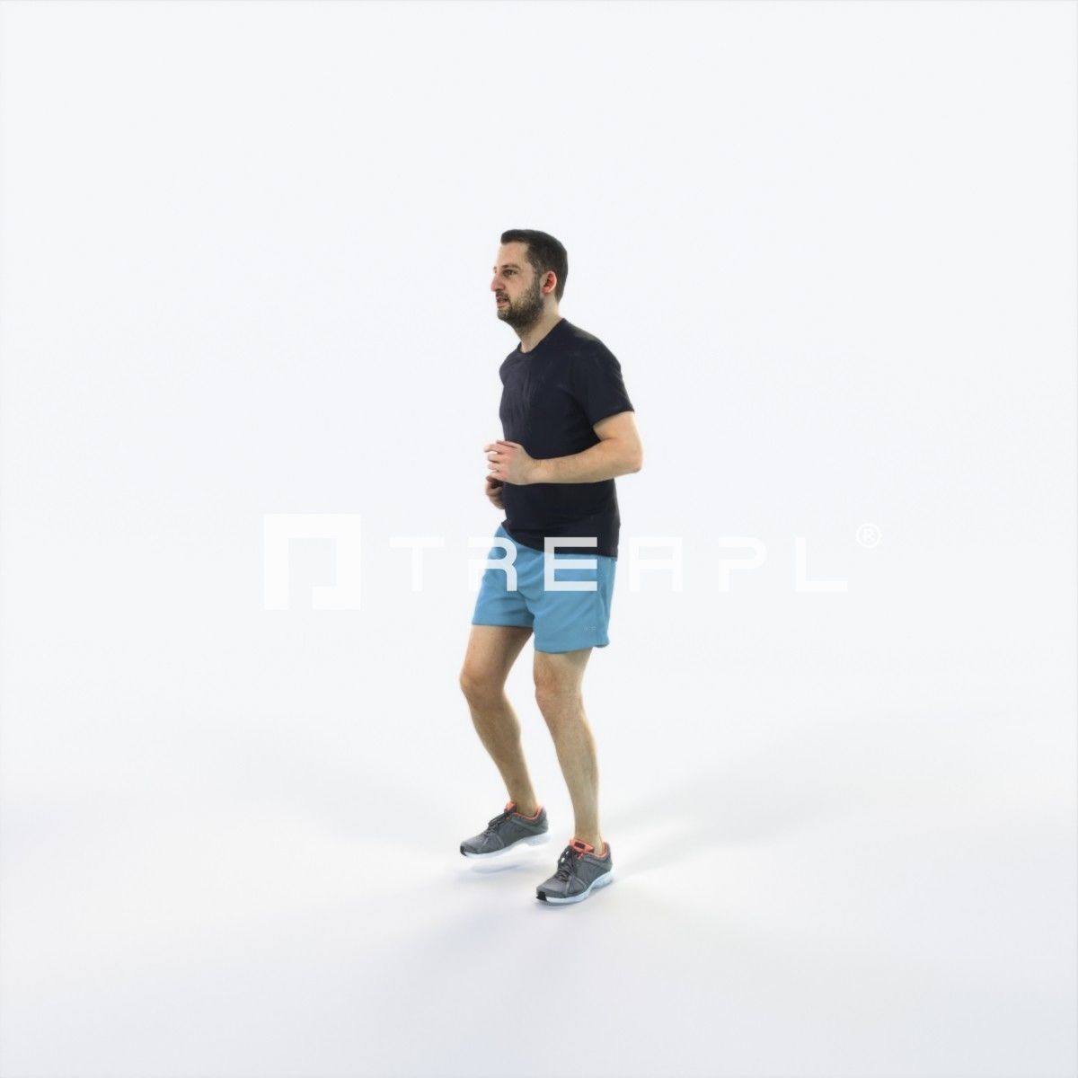 Portrait 07G Running Jogging Football Sports Man Low-poly 3D model_6
