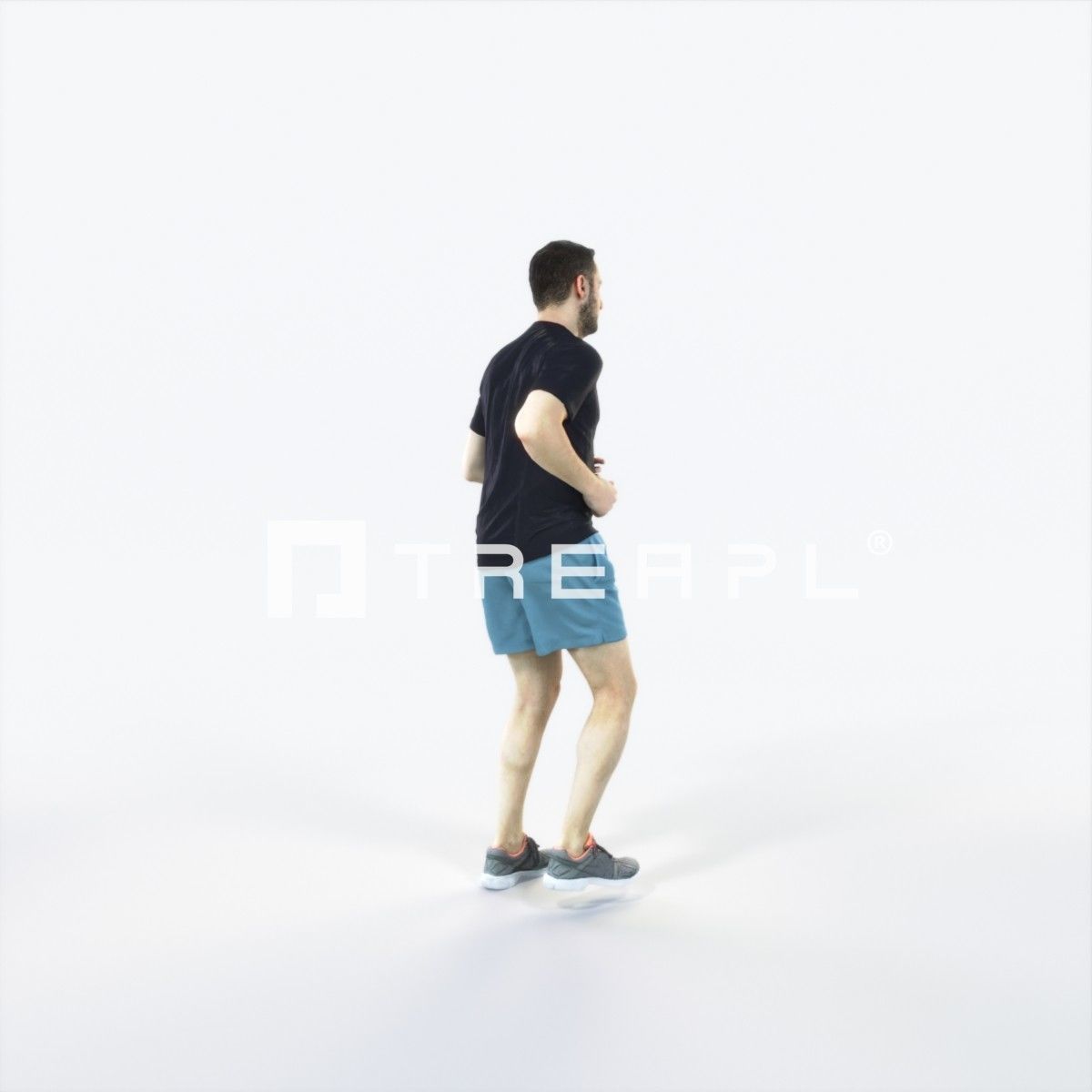 Portrait 07G Running Jogging Football Sports Man Low-poly 3D model_3