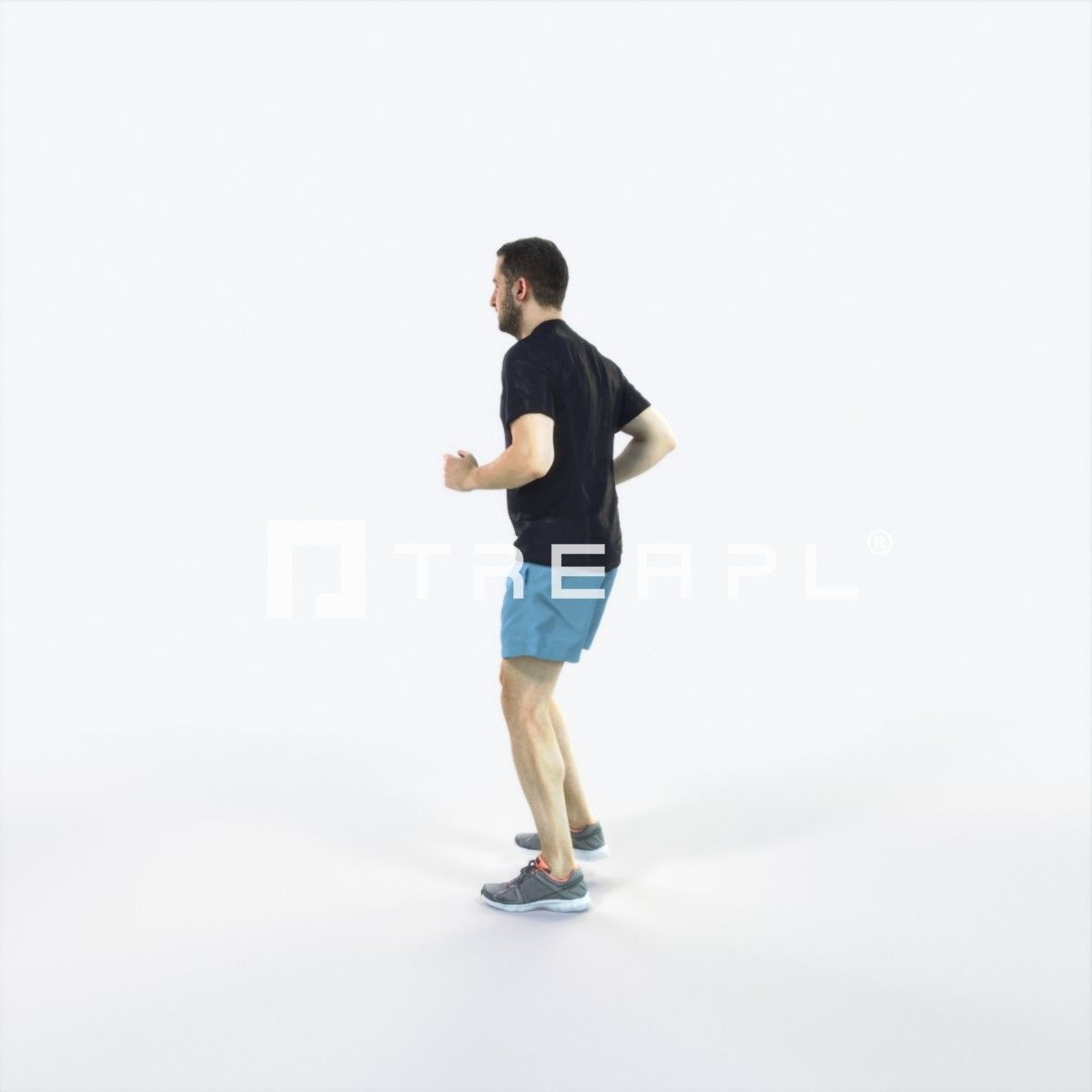 Portrait 07G Running Jogging Football Sports Man Low-poly 3D model_5