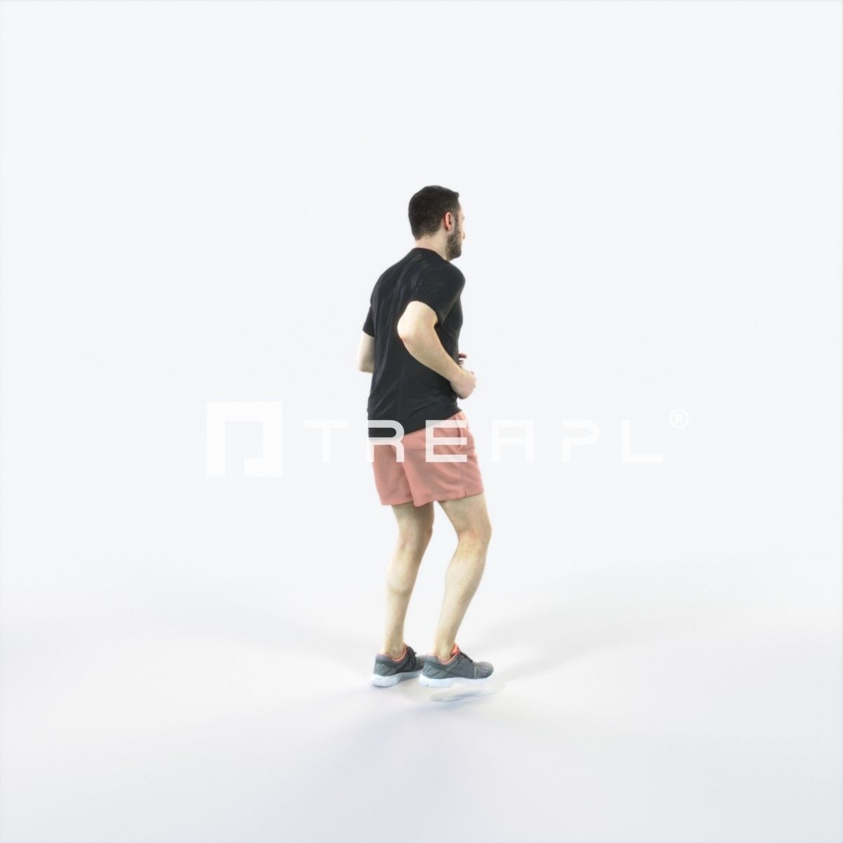 Portrait 07F Running Jogging Football Sports Man Low-poly 3D model_3