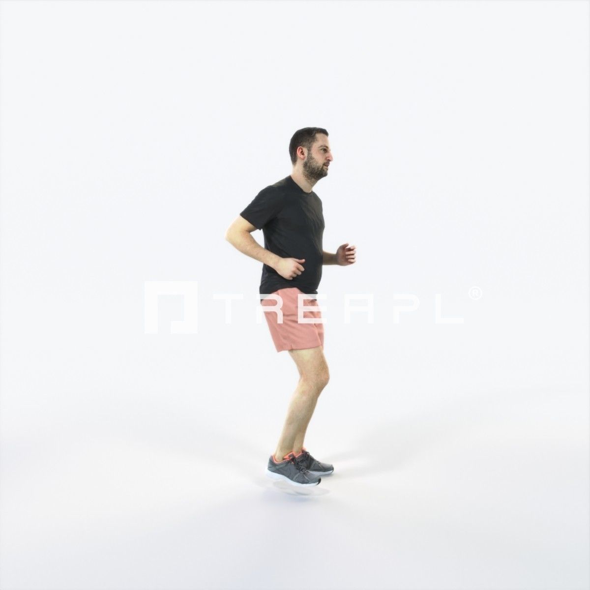 Portrait 07F Running Jogging Football Sports Man Low-poly 3D model_2