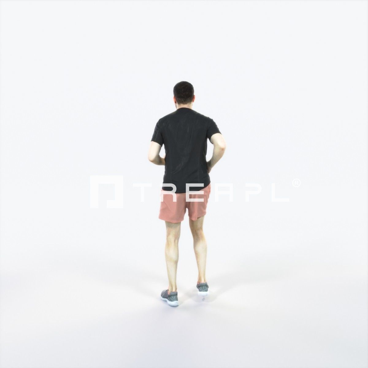 Portrait 07F Running Jogging Football Sports Man Low-poly 3D model_4