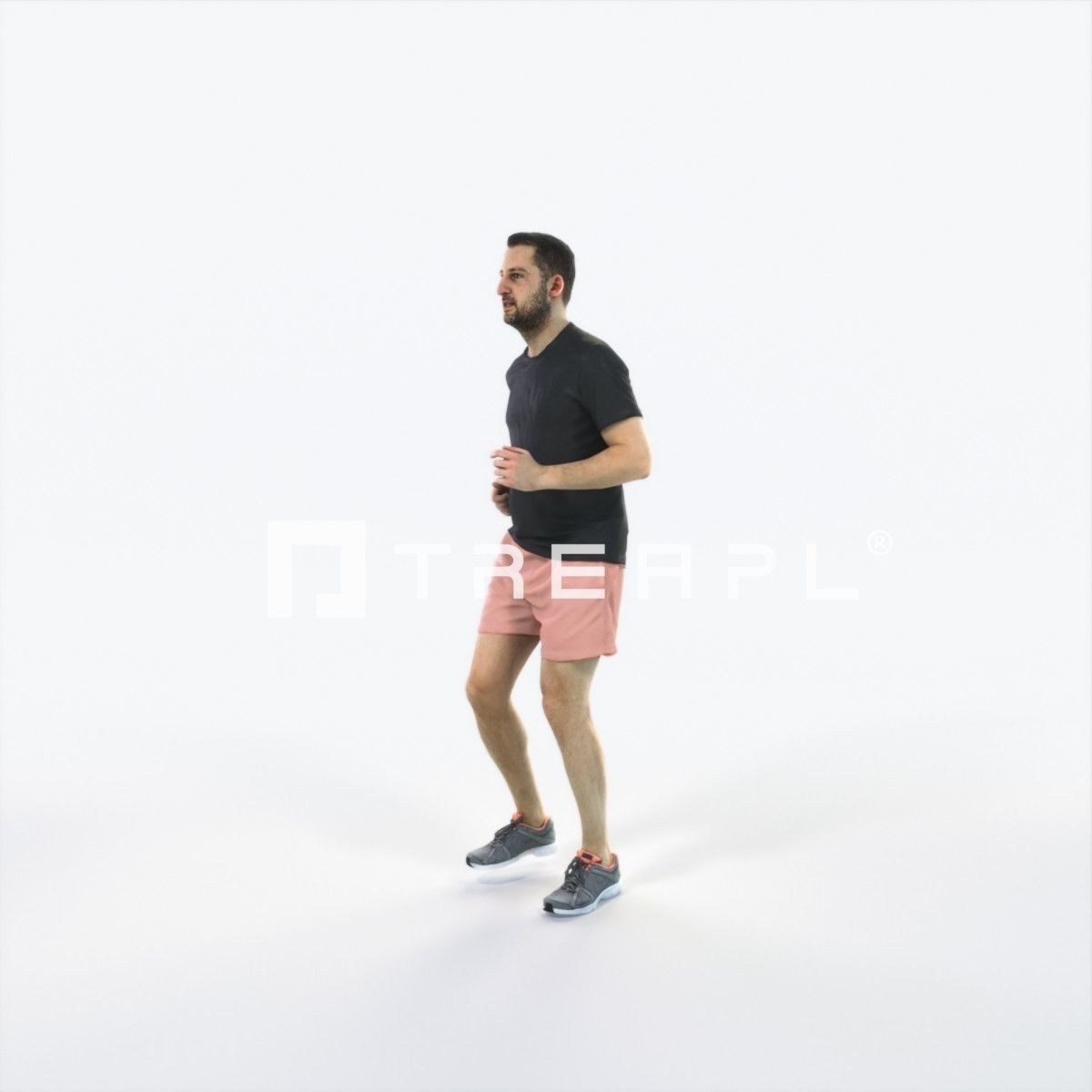 Portrait 07F Running Jogging Football Sports Man Low-poly 3D model_6