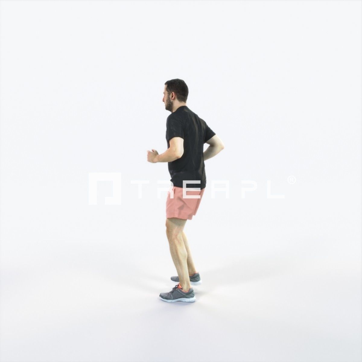 Portrait 07F Running Jogging Football Sports Man Low-poly 3D model_5