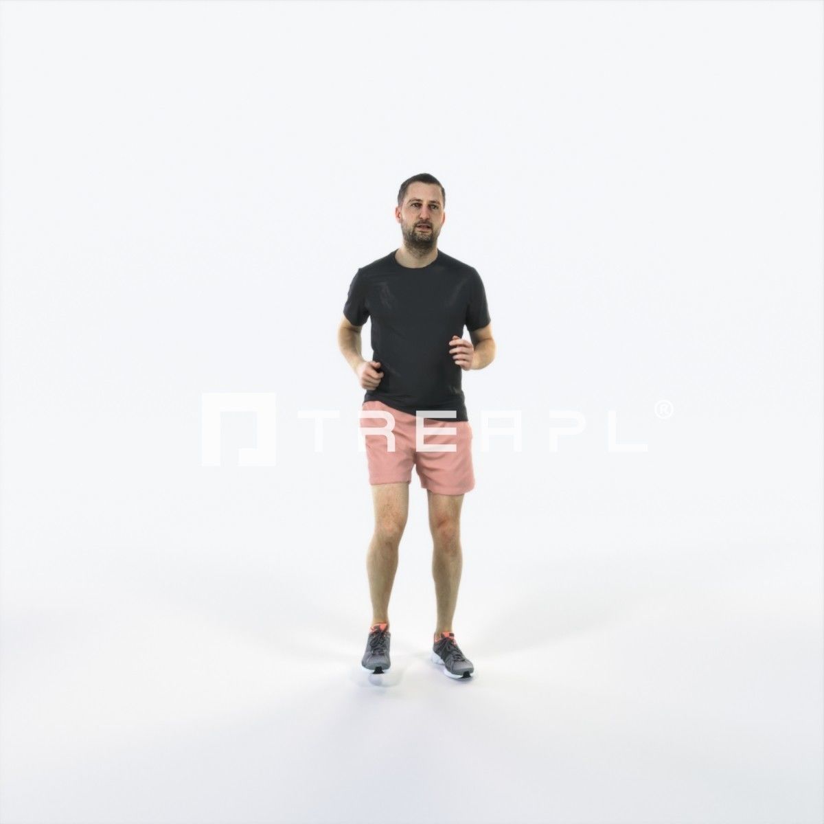 Portrait 07F Running Jogging Football Sports Man Low-poly 3D model_1