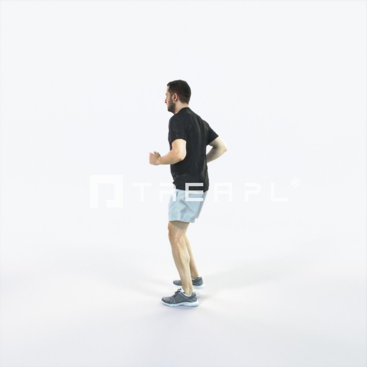 Portrait 07D Running Jogging Football Sports Man Low-poly 3D model_5
