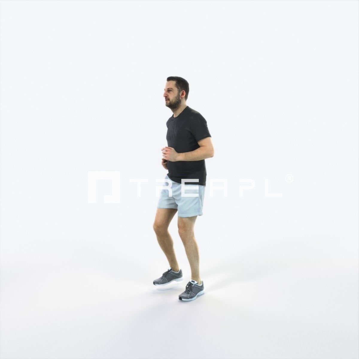 Portrait 07D Running Jogging Football Sports Man Low-poly 3D model_6