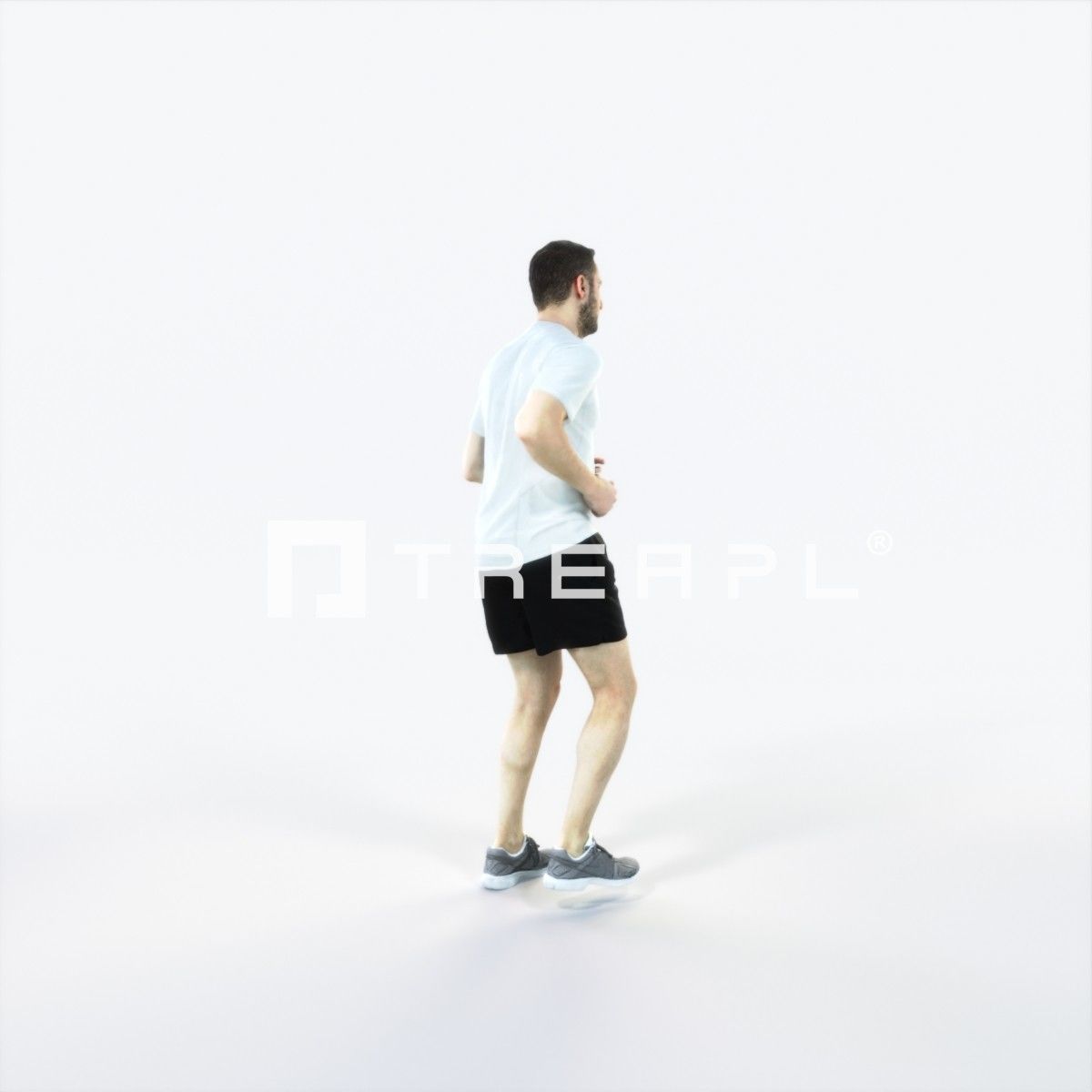 Portrait 07C Running Jogging Football Sports Man Low-poly 3D model_3
