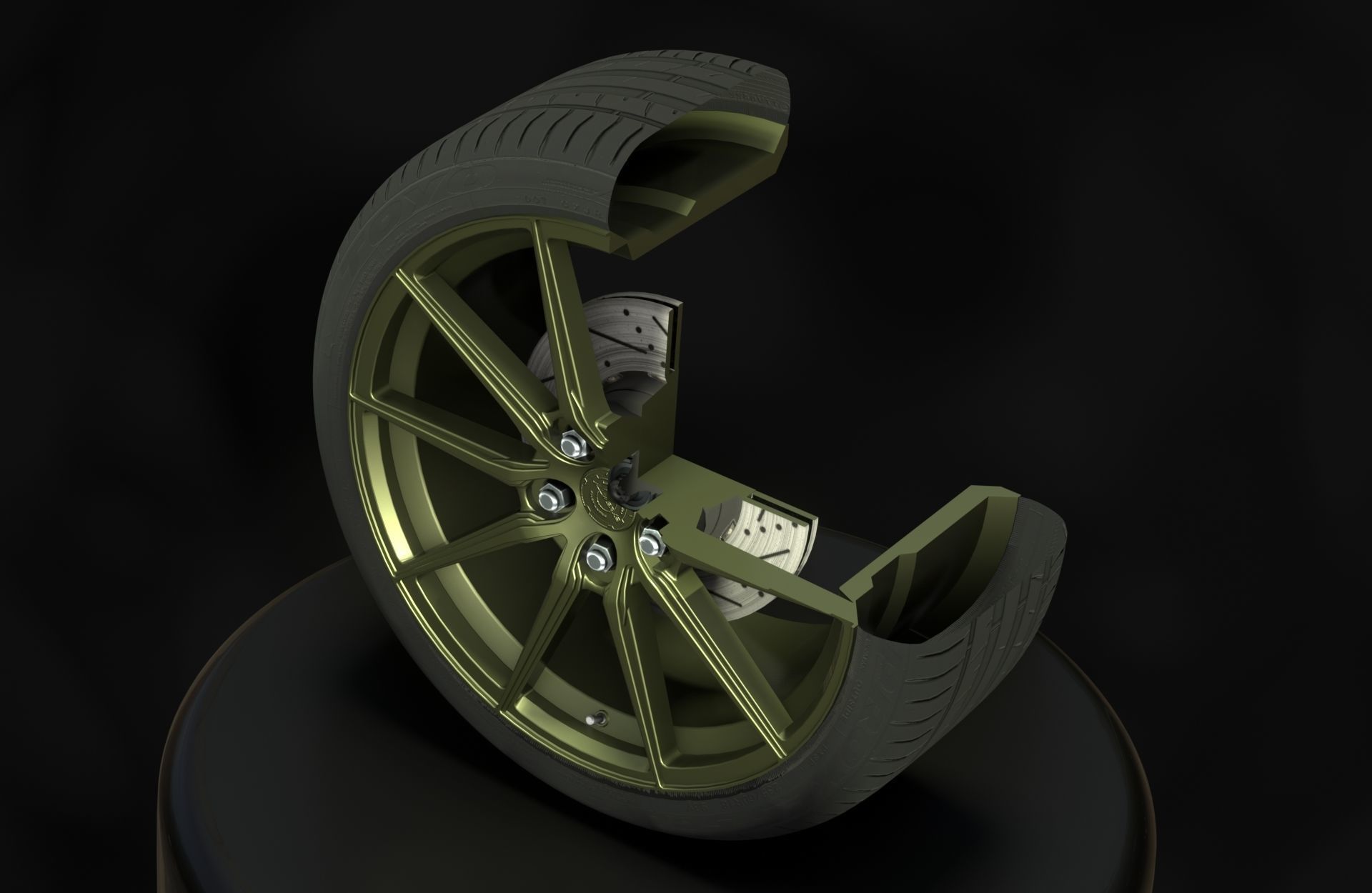 Aluwerks Fliesen Forged Wheels - Game Ready - Textured Low-poly 3D model_17