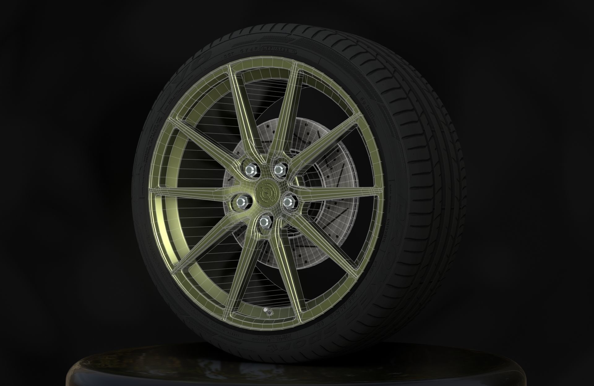 Aluwerks Fliesen Forged Wheels - Game Ready - Textured Low-poly 3D model_6