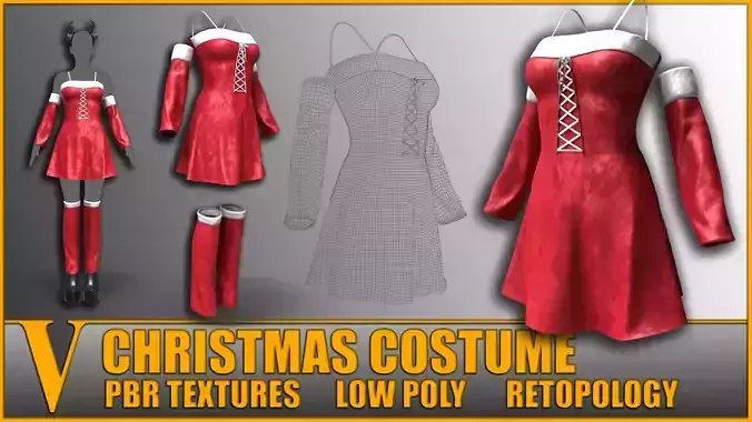 Girls Christmas Dress with Deer Antler Headband