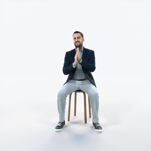 Portrait 08F Clapping Sitting Casual Man Low-poly 3D model