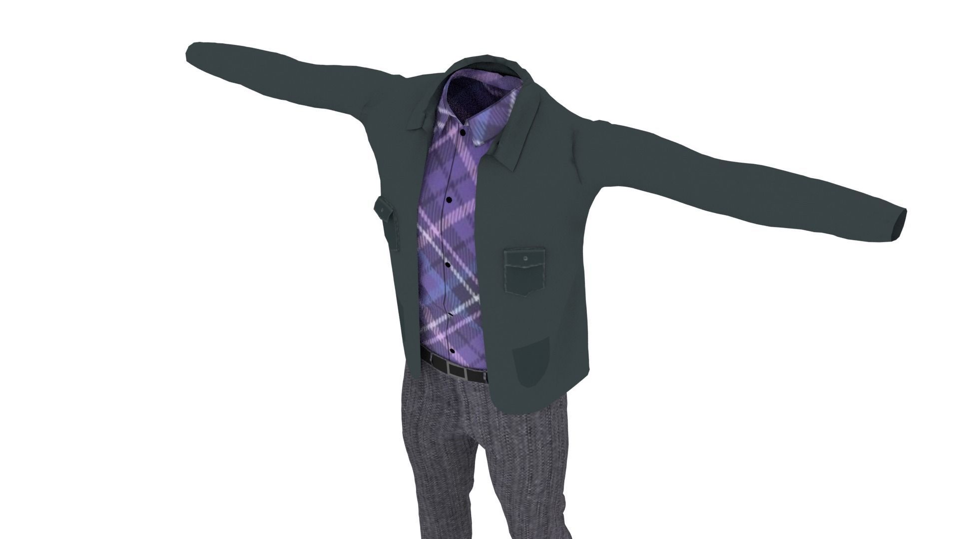 Clothing Low-poly 3D model_3