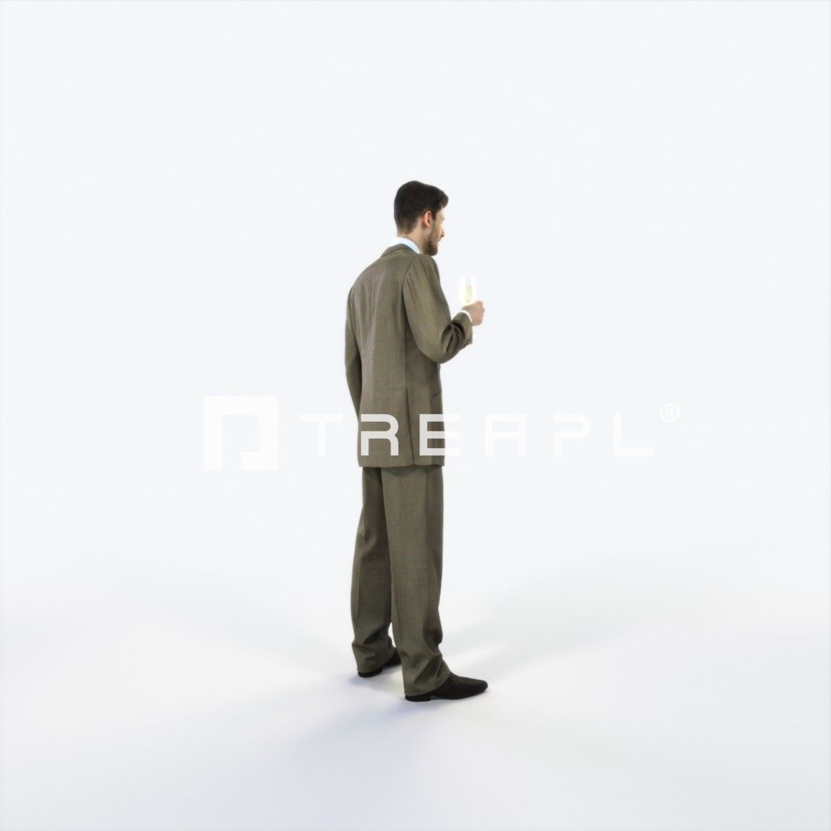 Posture 02L Champagne Glass Elegant BusinessMan Low-poly 3D model_3