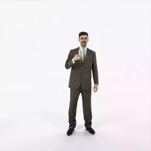 Posture 02L Champagne Glass Elegant BusinessMan Low-poly 3D model