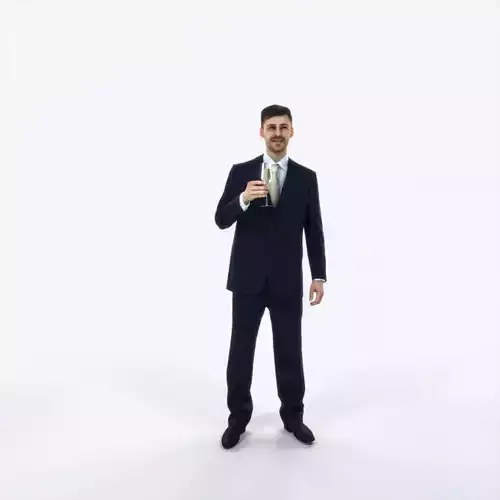 Posture 02G Champagne Glass Elegant Business Man Low-poly 3D model