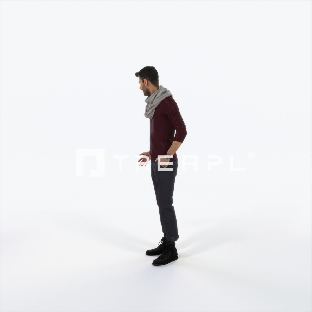 Posture 03L Couple Casual Man Low-poly 3D model_5