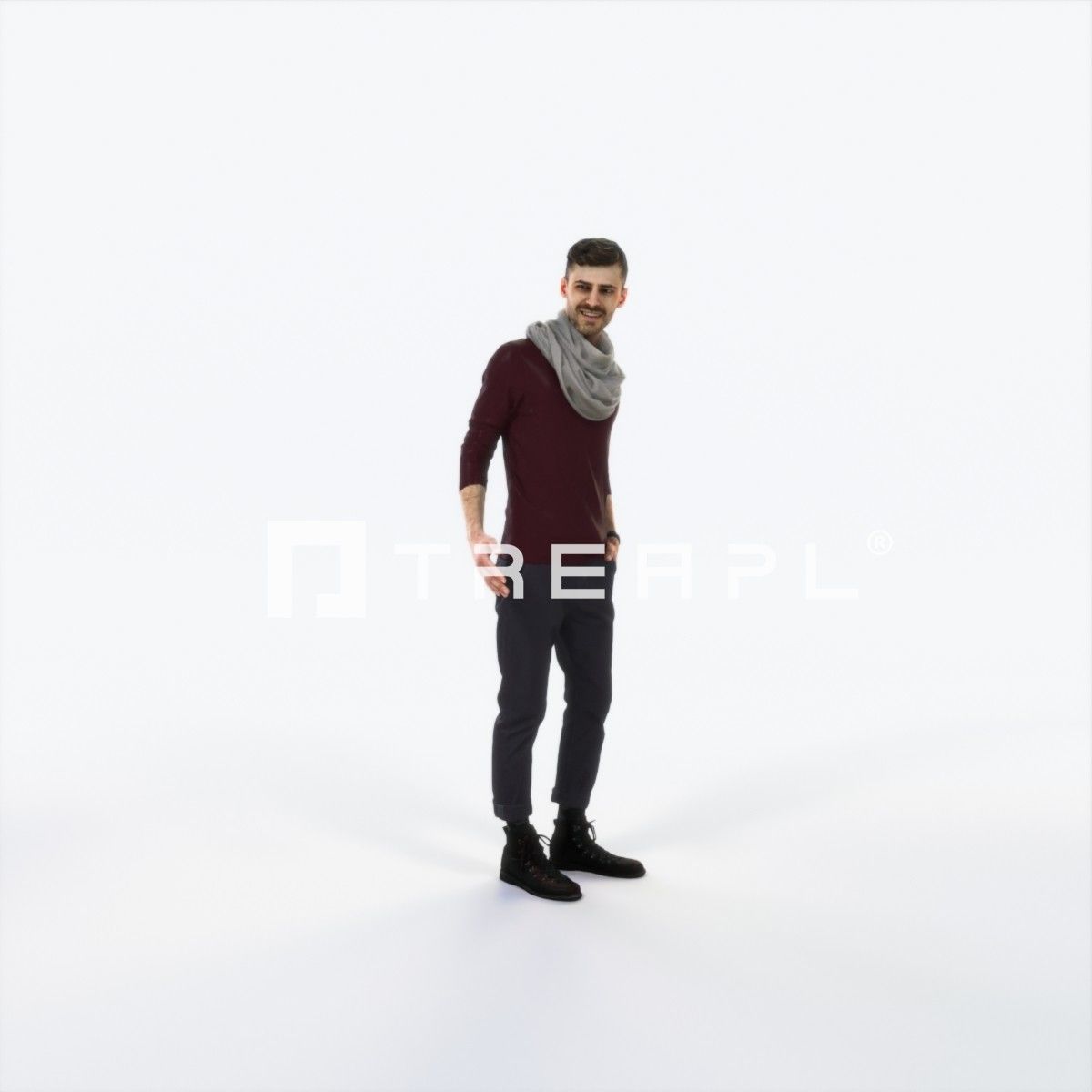 Posture 03L Couple Casual Man Low-poly 3D model_1