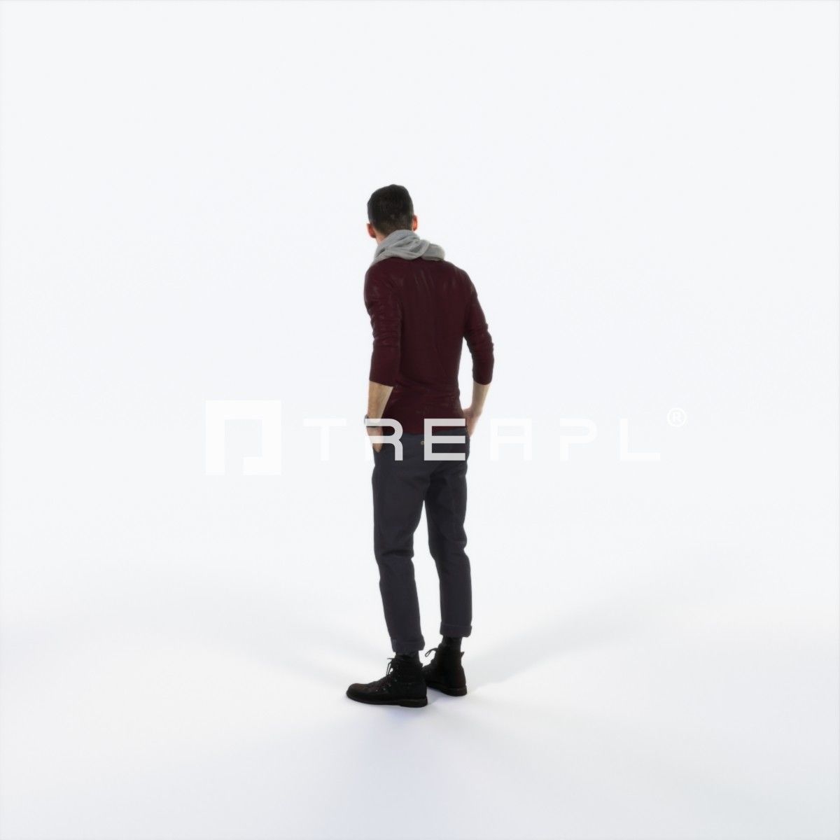 Posture 03L Couple Casual Man Low-poly 3D model_4