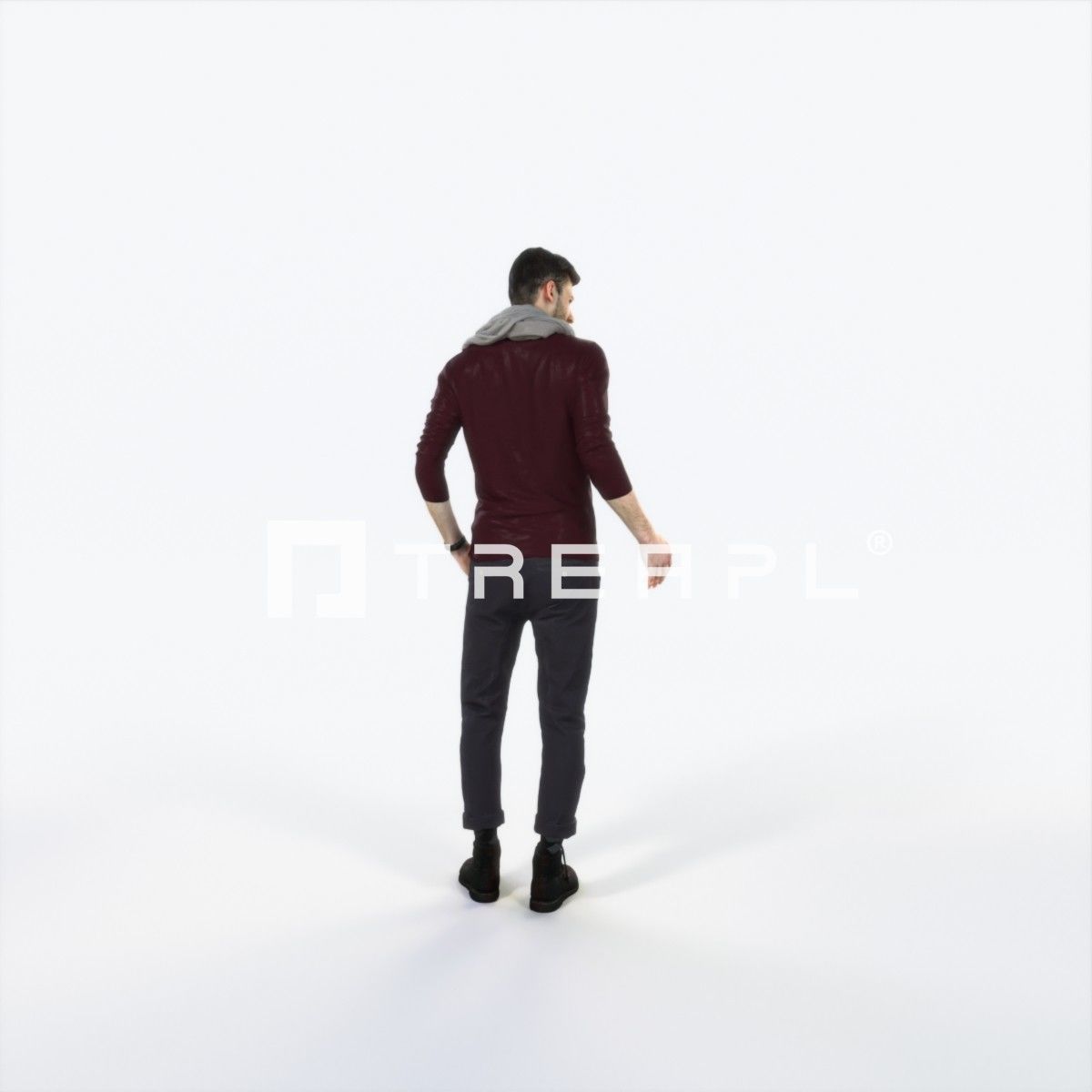 Posture 03L Couple Casual Man Low-poly 3D model_3