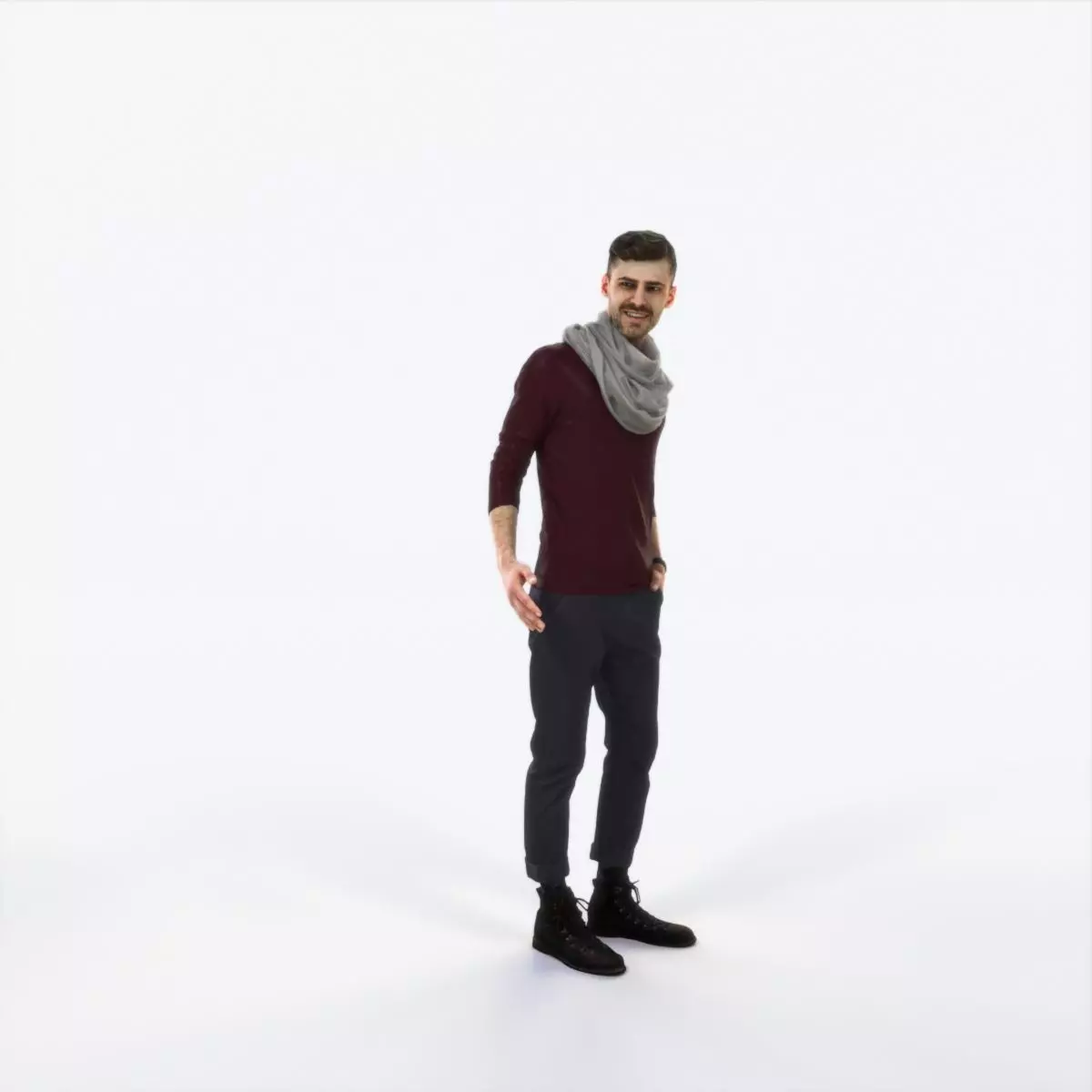 Posture 03L Couple Casual Man Low-poly 3D model_0