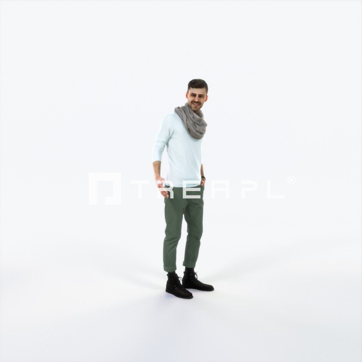 Posture 03K Couple Casual Man Low-poly 3D model_1