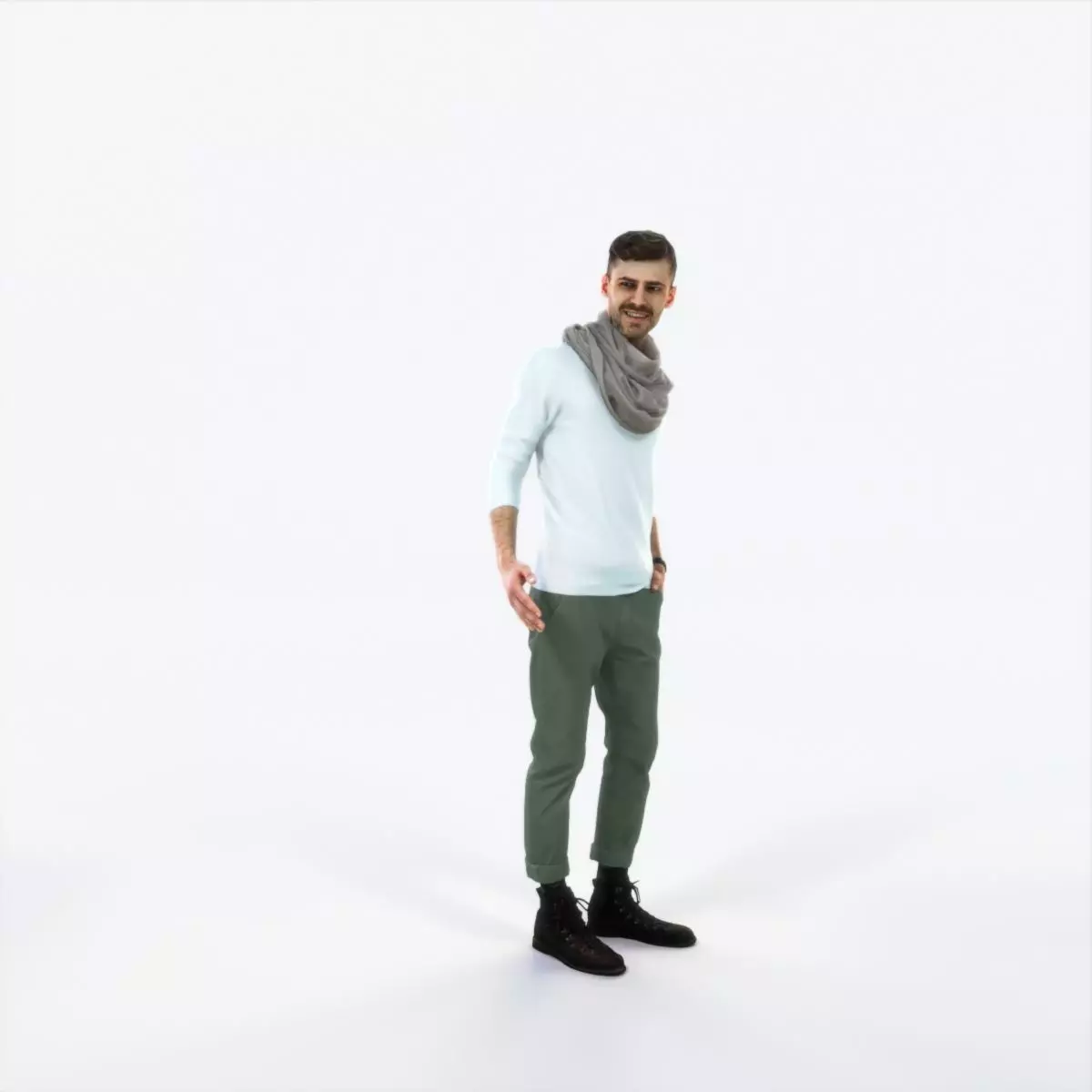 Posture 03K Couple Casual Man Low-poly 3D model_0