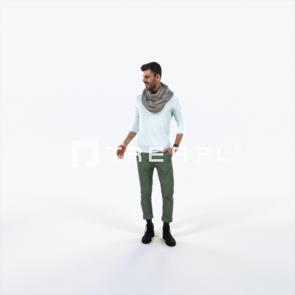 Posture 03K Couple Casual Man Low-poly 3D model_6