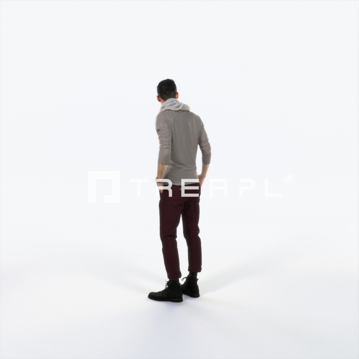 Posture 03J Couple Casual Man Low-poly 3D model_4