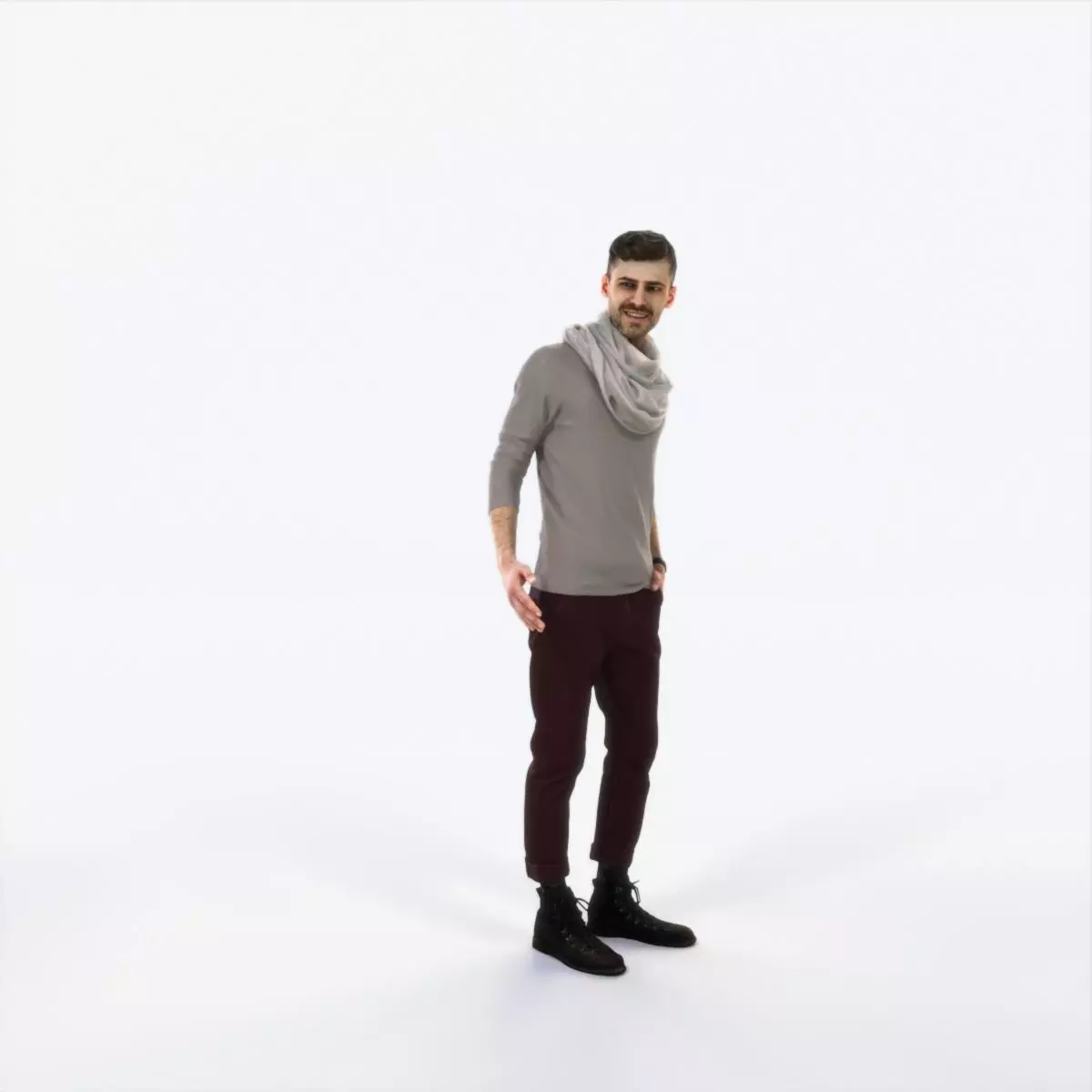 Posture 03J Couple Casual Man Low-poly 3D model_0